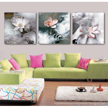 3 Panel Wall Art Oil Painting Lotus Painting Home Decoration Canvas Prints Pictures for Living Room Framed Art Mc-258